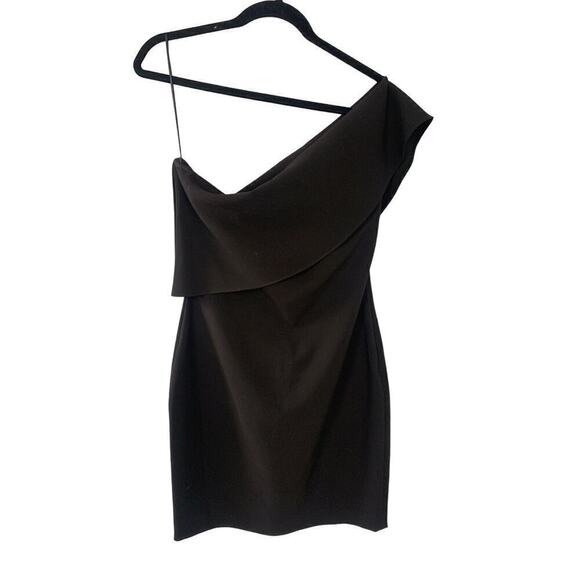 Likely Strapless One Shoulder Black Cocktail Mini Dress - Picture 1 of 9
